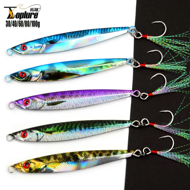 TOPLURE 30g 40g, 60g, 80g, 100g Metal Jig Fishing Lures Lead Jigging Lures Long Casting Japan Style Metal Fishing Bait