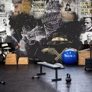 Retro Gangster Wanted Mural Crime Collage Decoración de pared Película Papel tapiz - Product Image 1