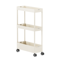 Chariot de rangement mobile en acier au carbone à 2 niveaux avec roues pour cuisine, idéal pour la vente en gros et la réduction de la consommation d'espace