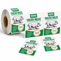 Étiquettes personnalisées pour viande congelée - Rouleaux d'autocollants en vinyle résistants à l'huile, au froid et à l'eau pour viande fraîche, charcuterie et emballages alimentaires