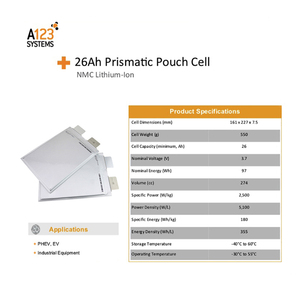 Batteria agli Ioni di Litio Ricaricabile NCM A123 3.6V 26Ah per Avviamento/Veicoli Elettrici, 3000 Cicli di Vita, 75161227, Alta Capacità di Scarica 13C - Product Image 4
