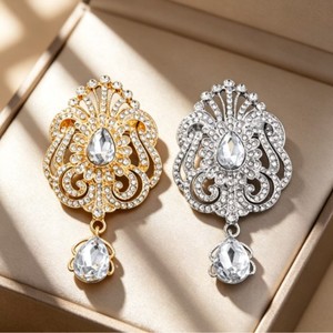 Flower Brooch Luxury Colourful Pearl Drilled Alloy Gold Plated Engagement Party Gift <b>Wedding</b> <b>Accessories</b> High Quality Jewelry - Product Image 3
