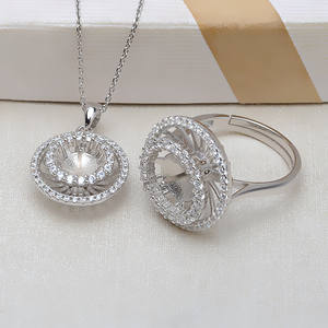 Pendentif en argent S925 et ensemble rotatif de bague DIY pour femme avec perle de 11-13 mm, plateau à bijoux vide, 2976 apprêts et composants de bijouterie - Product Image 2