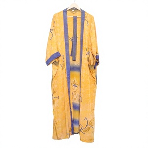 Robe de plage kimono vintage en satin de soie 100% style sari, maxi, sexy, patchwork, pour maillot de bain, vente en gros, prix bas, indien - Product Image 6