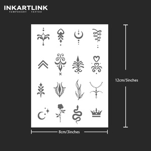 Set da 20 Pezzi di Eleganti Adesivi per Tatuaggi Temporanei, Ornamenti Vintage con Serpente, Rosa, Cuore, Luna, Semi-permanenti per 15 Giorni, Arte Corporea all'Ingrosso - Product Image 3
