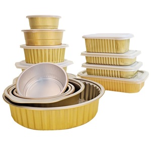 180ml có thể tái chế vàng dùng một lần cấp thực phẩm Takeaway bột giấy vuông đúc PP nhôm lá bánh container với nắp lá - Product Image 5