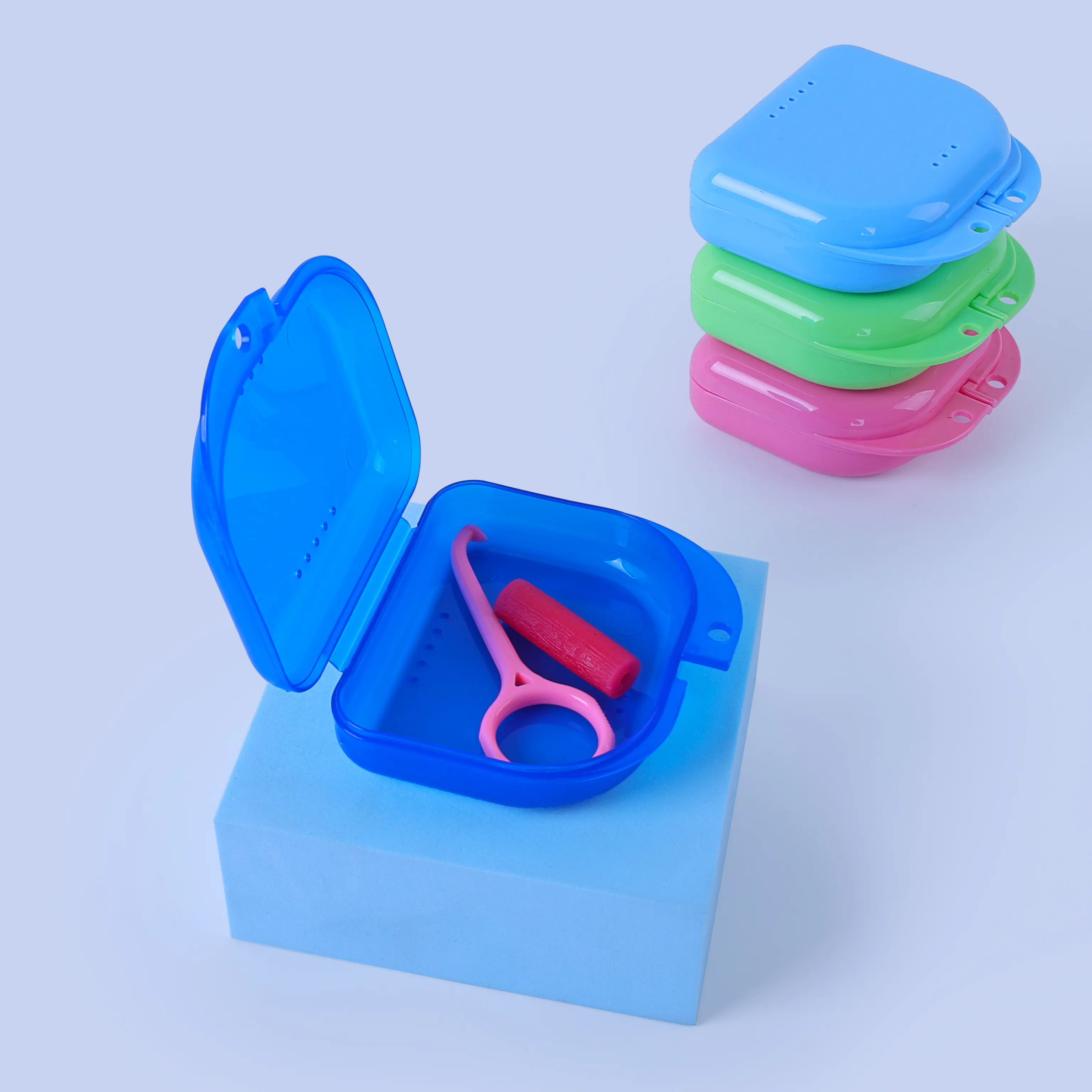 Denture Box Dental Retainer Storage Orthodontic Mouth Guard Container Plastic Dental Appliance Case