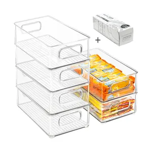 Transparent Acrylic Refrigerator Organizer With Handles Freezer Storage Magnet ZipTray For Kitchen