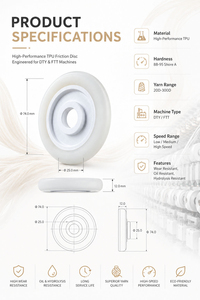 Disque de friction TPU 74 mm DTY FTT, pièce de machine textile résistante à l'usure, tendeur haute performance - Product Image 2