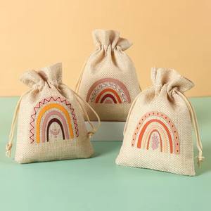Vente en gros de sac <span class=keywords><strong>cadeau</strong></span> avec cordon de serrage pour bonbons sur le thème de la licorne de la ferme arc-en-ciel, fête prénatale, promotions de mariage campagnard rustique - Product Image 6