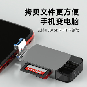 เครื่องอ่านการ์ด 4 ใน 1 ประเภทซีโลหะผสมสังกะสีสำหรับโทรศัพท์มือถือ SD TF เครื่องอ่านการ์ดหน่วยความจำฮับภายนอก - Product Image 3