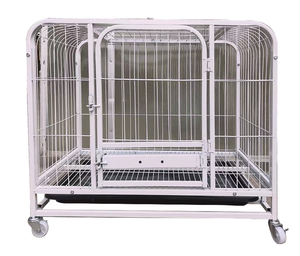 Heavy Duty Simple Spécifications 96*65*85 Caisse pour chien pour chiens moyens/petits Cage soudée à cadre en fer avec roues et boîte à plateau en plastique - Product Image 1