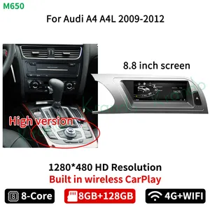 Krando 8.8 "Android đài phát thanh xe máy nghe nhạc cho Audi A4 a4l 2009 2012 xe headunit đa phương tiện 4 gam mạng trực tuyến bản đồ không dây Carplay