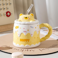 Nouvelle Tasse en Céramique 450ml Série Animaux de Dessin Animé 2026 avec Couvercle, Écologique, Compatible Lave-Vaisselle et Micro-ondes, Certifiée CE, Réutilisable et Personnalisable