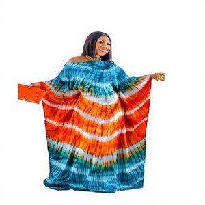 Venta al por mayor de caftán abaya modesto para mujer teñido a mano bata teñida transpirable rayón material encaje ecológico hasta el suelo - Product Image 1