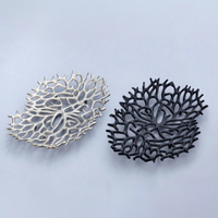 Plateaux de présentation de fruits en aluminium Art Déco, argent et noir, artisanaux, décoratifs, pour service, cadeaux de mariage, Ramadan, Diwali, ensembles pour la maison