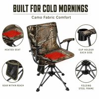 Pliable, durable, camouflage, 360° °   Chaise de chasse pivotante silencieuse et chauffante avec sangle d'épaule pour abris de chasse, pêche et camping en extérieur