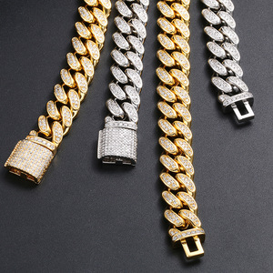 Collar de eslabones cubanos de plata para hombre, joyería de Hip Hop Rap, cristal brillante, cadena de eslabones cubanos, 2020 - Product Image 2