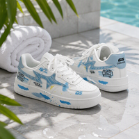 Baskets plateforme pour hommes en cuir PU, motif Graffiti Star Lightning, rehaussantes, décontractées, athlétiques, confortables et respirantes