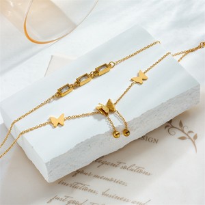 Chaîne <span class=keywords><strong>de</strong></span> <span class=keywords><strong>cheville</strong></span> pour femme en acier inoxydable plaqué or 18 carats avec pendentif papillon, <span class=keywords><strong>arbre</strong></span> <span class=keywords><strong>de</strong></span> <span class=keywords><strong>vie</strong></span> et coquillage blanc, cadeau idéal - Product Image 6