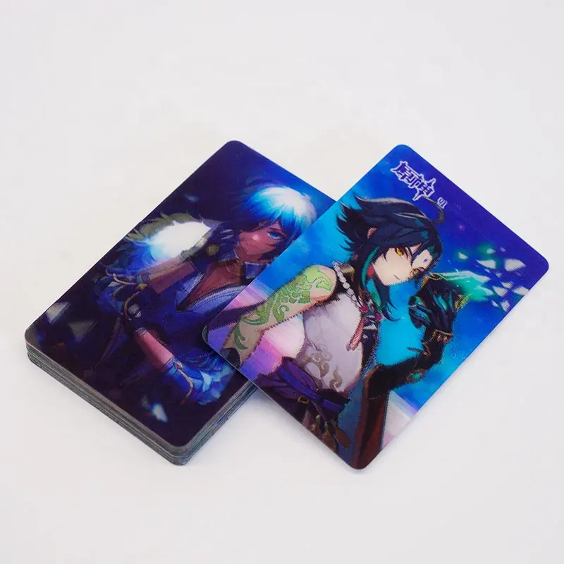 การ์ด3D แบบฝาพับรูปการ์ตูนญี่ปุ่น2ภาพภาพ3D Lenticular นามบัตรสำหรับคอลเลกชันเกม