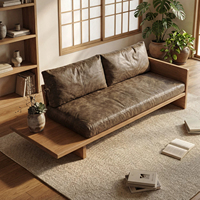 Canapé deux places en tissu Musili, style japonais moderne et minimaliste, en bois massif rustique, personnalisable pour salon et maisons d'hôtes