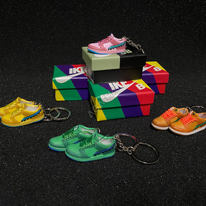 Gói thiết lập thu nhỏ PVC bán buôn thiết kế Ben Jerry Móc chìa khóa vòng chìa khóa với hộp mini Giày keyrings <span class=keywords><strong>Sneaker</strong></span> Keychain 3D Dunk - Product Image 2