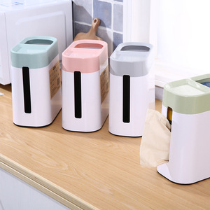 Desktop Trash Can Tissue Box 4L Below 2 In 1 Nordic Style Storage For Bedroom Living Room Bathroom Office - Product Image 2