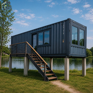 Maison préfabriquée européenne de luxe surélevée, maison modulaire en conteneur avec 1 chambre et escalier en acier - Product Image 2
