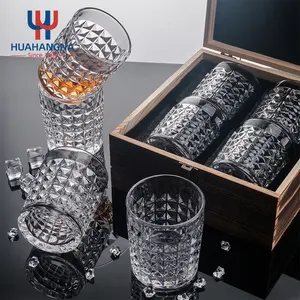 4 Pack 10oz Old Fashioned Crystal Cocktail Whiskey Glasses Set In Gift Box For Liquor Scotch Vodka Whisky Wedding Birthday Men