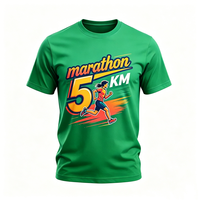 T-shirt de course personnalisé imprimé en sérigraphie bleu sarcelle pour marathon 5 km, idéal pour l'organisation d'événements sportifs et les projets à grande échelle