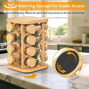 Estante Giratorio de Madera para Especias, Torre de Almacenamiento de 4 Niveles, Organizador Multifuncional para Encimera de Cocina - Product Image 2