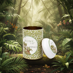 Kontensan ER1158I 1.2L Lata Metálica con Tapa de Domo, Logotipo Grabado, Diseño Selva Tropical, Reciclable - Un Paraíso Exuberante, Naturaleza y Vida Silvestre - Product Image 3