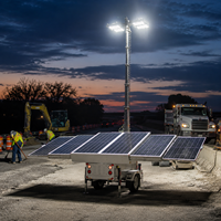 Tour d'éclairage solaire hybride à 6 panneaux TPE-1800LH, remorque LED télescopique mobile pour la construction, l'exploitation minière et la sécurité à distance