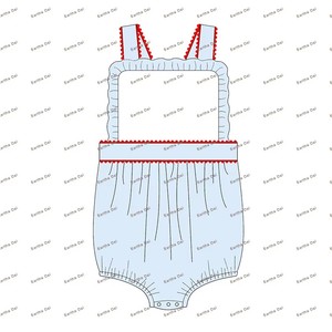 Set di Abbigliamento per Neonata, Tutina con Bordo Rosso Ric Rac per il 4 Luglio, Vestitino in Cotone per Neonata - Product Image 5