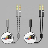 Câble répartiteur audio 3,5 mm, 2 mâles vers 1 femelle, câble en Y tressé, adaptateur casque + microphone pour avion, ordinateur, télévision