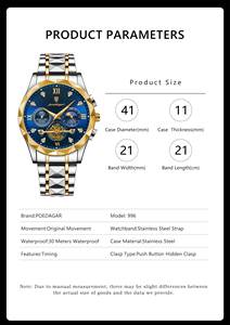 POEDAGAR 996 Orologio di Lusso da <span class=keywords><strong>Uomo</strong></span>, Alta Qualità, Impermeabile, <span class=keywords><strong>Cronografo</strong></span>, Luminoso, Orologio da Polso al Quarzo, Casual - Product Image 4