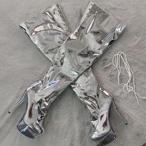 Zapatos Tacones 15CM Women <b>Pole</b> <b>Dance</b> Thigh High Heels Model Stiletto Lace-up Platform Shoes Over-the-knee Boots for Ladies - Product Image 1