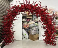 Nouvel ensemble floral circulaire en soie rouge écologique fait main pour arche, décoration de fond de scène de mariage et de fête, fleurs artificielles