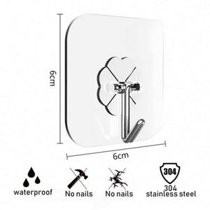 Transparent Plastic Strong Self Adhesive Wall Mounted <b>Square</b> Design 6x6cm Hooks <b>Key</b> Storage Hanger Kitchen Bathroom Living Wall - Product Image 3