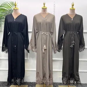女性イスラム教徒控えめな刺繍豪華なアバヤサプライヤー卸売格安デザイン女性オンラインドバイサウジアラビアラマダン
