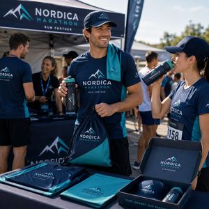 Kit de Carrera Personalizado con Logotipo para Participantes de Maratón, con Camiseta de Alto Rendimiento, Gorra, Botella de Agua, Toalla Refrigerante y Bolsa con Cordón - Product Image 2
