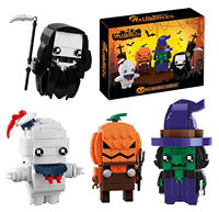 Ensemble de 530 blocs de construction d'Halloween, figurines miniatures de fantômes, sorcières, citrouilles, moissons, briques d'assemblage DIY, jouet de décoration d'Halloween