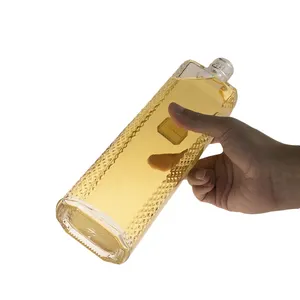 Toptan fiyat şişe cam uzun geniş açılış kare gıda cam şişe vidalı kapak ucuz cam şişe