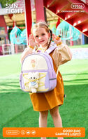Sac à dos scolaire pour enfants Suneight, mignon, en peluche, ergonomique, protection de la colonne vertébrale, imperméable, en polyester, capacité 20-35L, maternelle