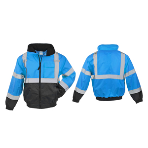High Visibility Safety Jacket with Reflective Strips <b>Waterproof</b> Heavy Duty <b>Work</b> Jacket - Product Image 2