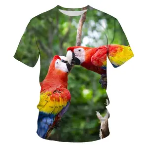 mq latest man parrot kiss 3d printing t shirt polyester short sleeve 3D bird plus size t shirts