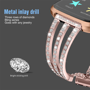 <span class=keywords><strong>Bracelet</strong></span> en métal pour <span class=keywords><strong>Fitbit</strong></span> <span class=keywords><strong>Versa</strong></span>, <span class=keywords><strong>bracelet</strong></span> en acier inoxydable avec diamants - Product Image 6