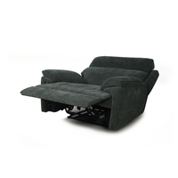Fauteuil inclinable électrique moderne trois places en tissu chenille vert armée avec accoudoirs inclinables électriques et port USB latéral en métal extensible pour salon