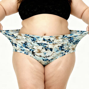 売れ筋 ミッドウエスト スリム お腹シェイプ 花柄プリント フルカバー プラスサイズ レディース下着 大きいサイズ レディースショーツ - Product Image 3